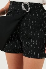 Lela Taşlı Regular Fit Broş Detaylı Ceket-Şort Etek Takım Bayan TAKIM 6839618 - Bedenler: S, M, L