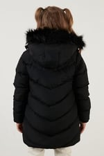 Lela Yakası Suni Kürklü Peluş Astarlı Kapüşonlu Kışlık Şişme Mont Kız Çocuk MONT 6035018