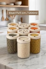 Lengo 9'lu 1200 ml Mühürlü Vakumlu Borosilikat Cam Erzak Saklama Kavanozu