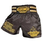 Leon Kick Boxing Nakışlı Kick Boks Şortu Siyah