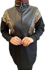 leopar detay deri takım