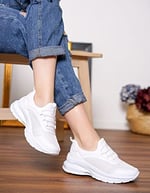 LETAO-Ortapedik Kadın Ekru Günlük Spor Sneaker Yürüyüş Ayakkabı