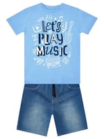 Let's Play Erkek Çocuk T-shirt Denim Şort Takım
