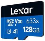 Lexar 128GB 633x MicroSDXC UHS-I U3 100/45 MB/sn Yüksek Performanslı MicroSD Hafıza Kartı