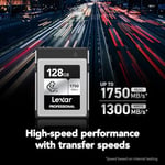 Lexar 128GB Profesyonel CFexpress Tip B Gümüş Serisi Hafıza Kartı, Fotoğrafçılar, Videografçılar, 1750/1300 MB/sn'ye kadar, 8K Video (LCXEXSL128G-RNENG)
