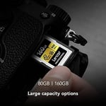 Lexar 160GB Profesyonel CFexpress Tip A Altın Serisi Hafıza Kartı, 900MB/s'ye Kadar Okuma, Sinema Kalitesi 8K Video, Dereceli VPG 400 (LCAGOLD160G-RNENG)