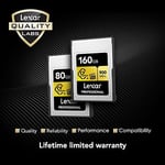 Lexar 160GB Profesyonel CFexpress Tip A Altın Serisi Hafıza Kartı, 900MB/s'ye Kadar Okuma, Sinema Kalitesi 8K Video, Dereceli VPG 400 (LCAGOLD160G-RNENG)