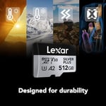 Lexar 512 GB Profesyonel Silver Plus microSDXC Hafıza Kartı w/SD Adaptör, UHS-I, C10, U3, V30, Full-HD ve 4K Video, 205/150 MB/s'ye kada - Seçenekler: 1TB, 128GB, 256GB, 512GB, 2'li Paket, Tek Kişilik