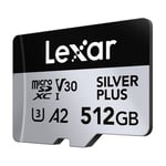 Lexar 512GB Silver Plus 205mb 4K V30 UHSI Micro SD Hafıza Kartı