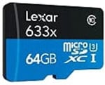 Lexar 64GB 633x MicroSDXC UHS-I U3 100/45 MB/sn Yüksek Performanslı MicroSD Hafıza Kartı