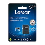 Lexar 64GB 633x MicroSDXC UHS-I U3 100/45 MB/sn Yüksek Performanslı MicroSD Hafıza Kartı