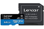 Lexar 64GB 633x MicroSDXC UHS-I U3 100/45 MB/sn Yüksek Performanslı MicroSD Hafıza Kartı