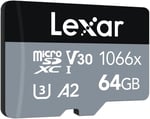 Lexar 64GB High-Performance 1066x microSDXC UHS-I, up to 160MB/s read 70MB/s write C10 A2 V30 U3