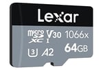 Lexar 64GB High-Performance 1066x microSDXC UHS-I, up to 160MB/s read 70MB/s write C10 A2 V30 U3