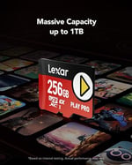 Lexar Play PRO MicroSDXC Express Kartı 256 GB, 900 MB/s'ye kadar okuma, 600 MB/s yazma, oyun optimizasyonlu, A2, 4K, el konsolları için yüksek hızlı hafıza kartı, anahtar, taşınabilir oyun cihazları