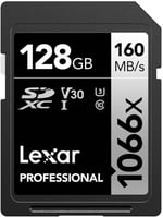 Lexar Professional 128GB 1066x SDXC UHS-I Kart, up to 160MB/s read 120MB/s write C10 V30 U3, Standart