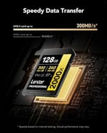 Lexar Professional 2000x SD Kart 128 GB, SDXC UHS-II Hafıza Kartı, 300 MB/sn'ye Kadar Okuma, 260 MB/sn Yazma, Sınıf 10, U3, V90 SDXC Kart DSLR için, Full-HD Sinema Kalitesinde 8K Video Kameralar