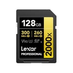 Lexar Professional 2000x SD Kart 128 GB, SDXC UHS-II Hafıza Kartı, 300 MB/sn'ye Kadar Okuma, 260 MB/sn Yazma, Sınıf 10, U3, V90 SDXC Kart DSLR için, Full-HD Sinema Kalitesinde 8K Video Kameralar