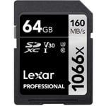 Lexar Professional 64GB 1066x SDXC UHS-I Kart, up to 160MB/s read 70MB/s write C10 V30 U3, Standart