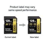 Lexar Profesyonel 2000x 128GB SDXC UHS-II Kart, 300MB/s'ye Kadar Okuma, DSLR, Sinema Kalitesinde Video Kameralar (LSD2000128G-BNNNU)