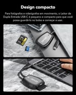 Lexar Profesyonel çift yuvalı okuyucu, USB-C bağlantılı, SD ve microSD kartlar için, UHS-I siyah