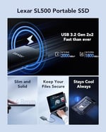 Lexar SL500 harici SSD 1 TB, USB3.2 Gen2x2 taşınabilir SSD, 2000 MB/s'ye kadar PSSD okuma, 1800 MB/s yazma, harici katı hal sürücüsü, iPhone15 Serisi/ - Seçenekler: ES3, SL500, ARMOR700, 1TB, 2TB, 4TB