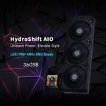 Lian Li Hydroshift 360 AIO- Önceden kurulmuş 3 x 28 MM fan - Yana monte soğutucu yolu - 2,8 inç LCD Ekran - 480 × 480 Çözünürlük - Yakalanan ekran görüntüleri veya kaydedilmiş videolar -Siyah