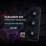 Lian Li Hydroshift 360 AIO- Önceden kurulmuş 3 x 28 MM fan - Yana monte soğutucu yolu - 2,8 inç LCD Ekran - 480 × 480 Çözünürlük - Yakalanan ekran görüntüleri veya kaydedilmiş videolar -Siyah