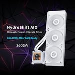 Lian Li Hydroshift 360 AIO - Pre-installed 3 x 28MM Fans - Side-Mounted Coolant Pathway - 2.88” LCD Screen - 480 × 480 Resolution - Captur - Seçenekler: 360S (28mm Fan)-Beyaz, 360N (Fan-Less) Beyaz...