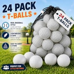 Liberty Imports 24'lü Paket Küçük Çocuk Yedek T Top Plastik Beyzbol Topları Dayanıklı File Çanta - Softbol ve Beyzbol Eğitimi için 2 Düzine Pratik Oyuncak Topları (2,5 inç)