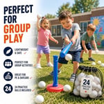 Liberty Imports 24'lü Paket Küçük Çocuk Yedek T Top Plastik Beyzbol Topları Dayanıklı File Çanta - Softbol ve Beyzbol Eğitimi için 2 Düzine Pratik Oyuncak Topları (2,5 inç)