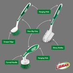 Libman Mutfak fırçalama fırçası seti, ev kullanımı için temizleme fırçaları, bulaşık fırçası, mutfak fırçaları, bulaşık fırçası, fırçalama fırçası, uzun saplı fırçalama fırçası, 3 farklı fırça dahil