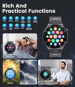 LIGE Akıllı Saat Erkek Bluetooth Telefon Aramaları 1,43'' AMOLED Daima Açık Ekran Erkek Akıllı Saat Android ve iOS 100+ Spor Aktivitesi Fitness Takipçisi Siyah Çelik Erkek Akıllı Saat Nabız Sağlık