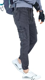Likralı, Beli Lastikli Kot Erkek Kargo Pantolon - Erkek Kot Pantolon - Outdoor Pantolon - Gri Renk
