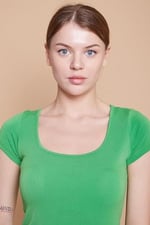 Likralı Krep Kumaş Balen Yaka Büzgülü Body Bluz-B.Yeşil