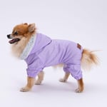 Lila Kürklü Tulum Yağmurluk Küçük Irk Yağmurluk Köpek Kıyafeti Köpek Yağmurluğu 3XL