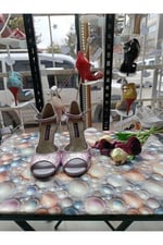 LİLA YILDIZ TOZU DOKULU TANGO, DANS VE SALON AYAKKABISI 9,5 CM 15 PONT KONİ MODEL TOPUK KAPALI - Bedenler: 37 EU, 39 EU