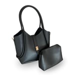 LILY Yavrulu Tote Omuz Çantası Orta Boy, Gold Tokalı Suni Deri Kadın Çantası, Modern Trend Günlük Kullanıma Uygun Tote Çanta, Makyaj Çantalı Tote Çanta, Çıkarılabilir Uzun Askılı