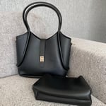 LILY Yavrulu Tote Omuz Çantası Orta Boy, Gold Tokalı Suni Deri Kadın Çantası, Modern Trend Günlük Kullanıma Uygun Tote Çanta, Makyaj Çantalı Tote Çanta, Çıkarılabilir Uzun Askılı