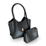 LILY Yavrulu Tote Omuz Çantası Orta Boy, Gold Tokalı Suni Deri Kadın Çantası, Modern Trend Günlük Kullanıma Uygun Tote Çanta, Makyaj Çantalı Tote Çanta, Çıkarılabilir Uzun Askılı