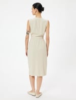 Linen Blend Sleeveless Midi Dress