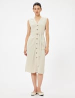 Linen Blend Sleeveless Midi Dress