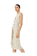 Linen Blend Sleeveless Midi Dress
