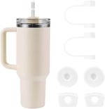 Linsaner Stanley Bardak Aksesuarları ile Uyumlu Silikon Hasır Toppers 2,0, 30 oz / 40 oz Şeffaf Hasır Kapaklı Bardaklar (2'li Paket) | 2.0 için, 30 oz/1,134 g Stanley Hasır Kapaklı Bardaklar