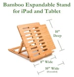 Lipper International 1887 iPad, Samsung, Nexus, Nintendo Switch ve Diğer Tabletler için Bambu Ahşap Genişletilebilir Stand