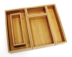 Lipper International 88005 Bambu Ahşap Çekmece Düzenleyici Kutular, Çeşitli Boyutlarda, 5 Parçalı Set