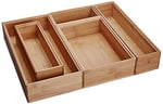 Lipper International 88005 Bambu Ahşap Çekmece Düzenleyici Kutular, Çeşitli Boyutlarda, 5 Parçalı Set