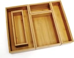 Lipper International 88005 Bambu Ahşap Çekmece Düzenleyici Kutular, Çeşitli Boyutlarda, 5 Parçalı Set
