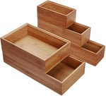 Lipper International 88005 Bambu Ahşap Çekmece Düzenleyici Kutular, Çeşitli Boyutlarda, 5 Parçalı Set