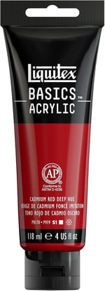Liquitex akrilik boya, monopigmentli sanatçı pigmentleri, Koyu Kadmiyum Kırmızısı Renk Tonu, Akrilik boya - 118 ml tüp